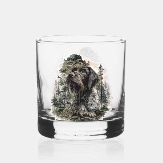 German Wirehaired Pointer Whisky Glas (Voorkant)