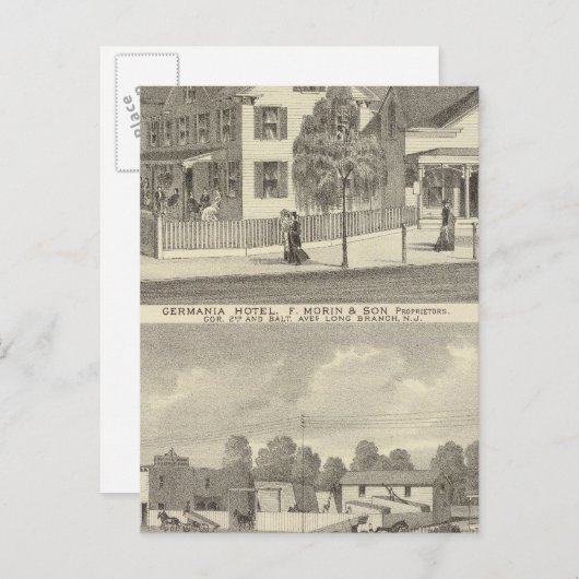 Germania Hotel, Long Branch en Hughes Brothers Briefkaart (Voorkant / Achterkant)