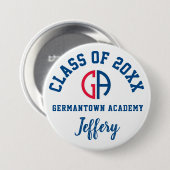 Germantown Academy Button Logo Custom Gepersonalis (Voorkant /achterkant)
