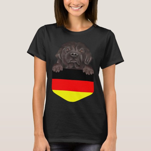 Germany Flag Newfoundland Dog In Pocket T-shirt (Voorkant)