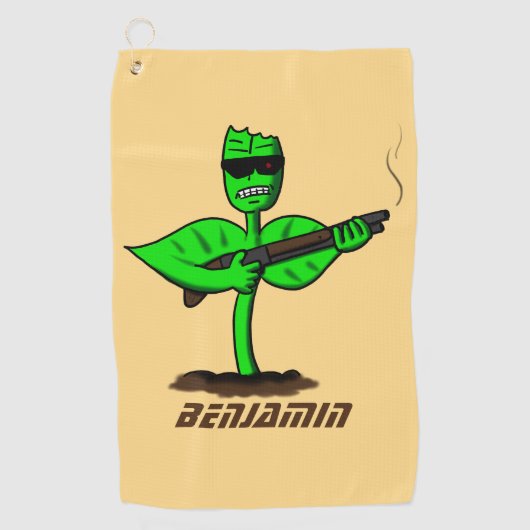 Germinator cyborg plant grappige cartoon golfhanddoek (Voorkant)