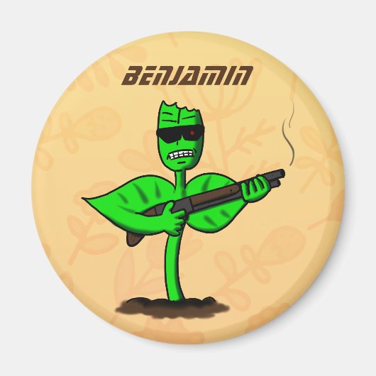 Germinator cyborg plant grappige cartoon magneet (Voorkant)