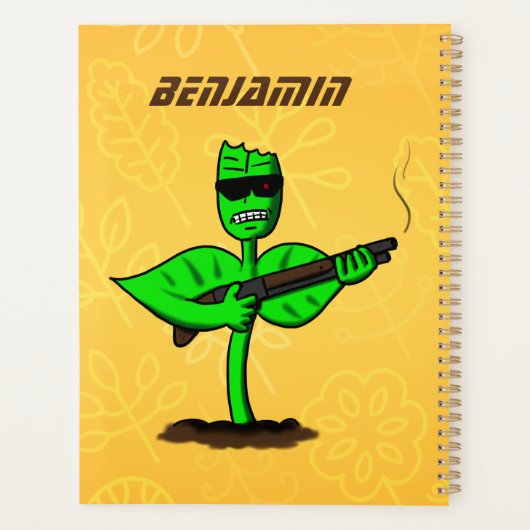 Germinator cyborg plant grappige cartoon planner (Achterkant)