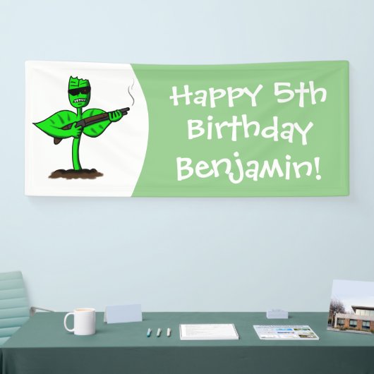 Germinator cyborg plant grappige cartoon spandoek (Beurs)