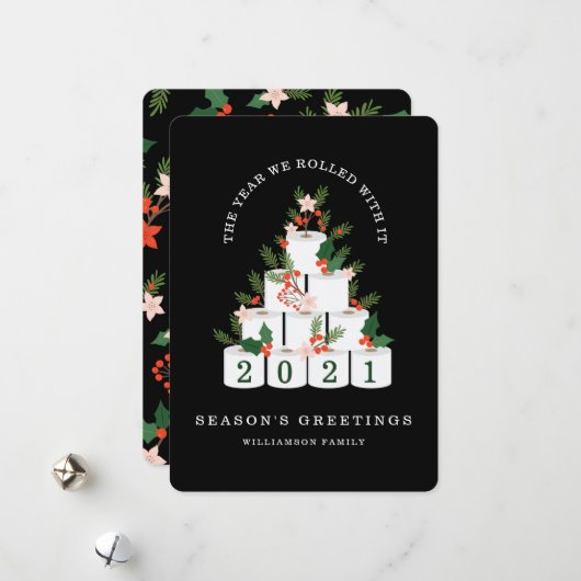 Gerold met het Kerstmis wc papier boom zwart Feestdagenkaart (Voorkant / Achterkant in situ)