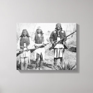 Geronimo en drie van zijn Apache-strijders, 1886 ( Canvas Afdruk