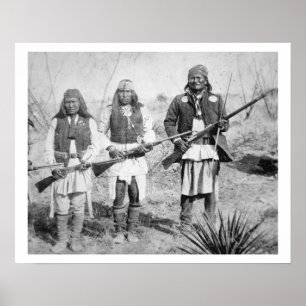 Geronimo en drie van zijn Apache-strijders, 1886 ( Poster
