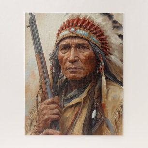 Geronimo Indiaans opperhoofd krijger portret Legpuzzel