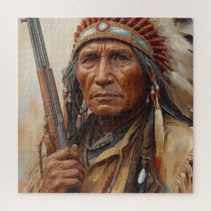Geronimo Indiaans opperhoofd krijger portret Legpuzzel