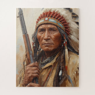 Geronimo Indiaans Stamhoofd Krijger Portret Legpuzzel