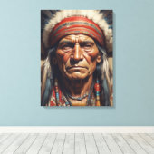 Geronimo Indiaanse krijger portret Canvas Afdruk (Insitu (Houten vloer))