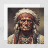 Geronimo Indiaanse krijger portret Feestdagenkaart (Voorkant / Achterkant)
