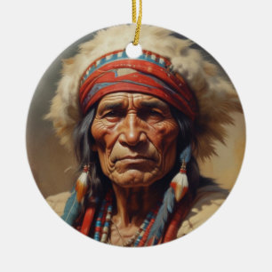 Geronimo Indiaanse krijger portret Keramisch Ornament