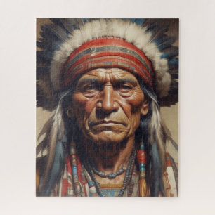 Geronimo Indiaanse krijger portret Legpuzzel