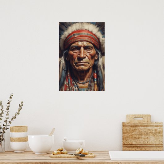 Geronimo Indiaanse krijger portret Poster (Keuken)