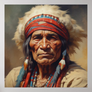 Geronimo Indiaanse krijger portret Poster