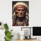 Geronimo Indiaanse krijger portret Poster (Thuiskantoor)