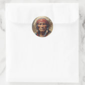 Geronimo Indiaanse krijger portret Ronde Sticker (Tas)