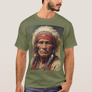 Geronimo Indiaanse krijger portret T-shirt