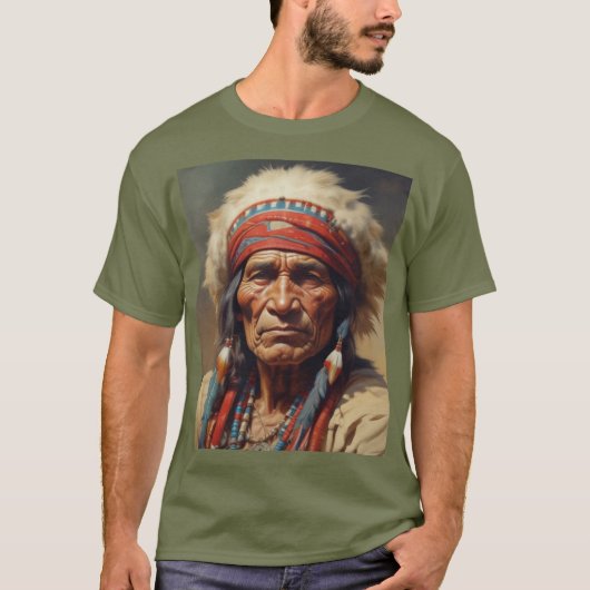 Geronimo Indiaanse krijger portret T-shirt (Voorkant)