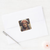 Geronimo Indiaanse krijger portret Vierkante Sticker (Envelop)
