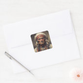 Geronimo Indiaanse krijger portret Vierkante Sticker (Envelop)