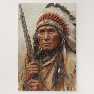 Geronimo Indiaas Stamhoofd Krijger Portret Legpuzzel