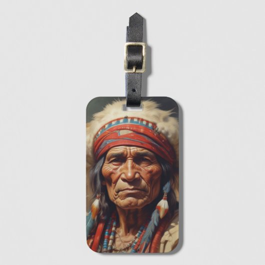 Geronimo Indian Chief Warrior Bagagelabel (Voorkant (verticaal))