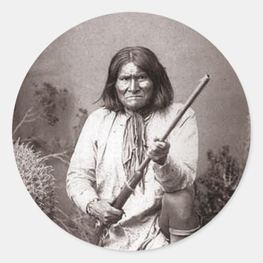 Geronimo  Indiase krijger Ronde Sticker (Voorkant)
