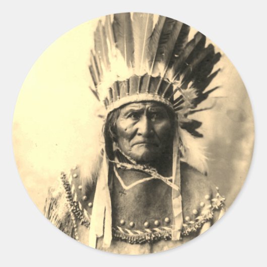 Geronimo Sepia-kleur Ronde Sticker (Voorkant)