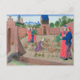 Gerooide tuin met een vrouw tuinier briefkaart