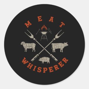 Gerookte BBQ Grillen Vlees Roken Vlees Whisperer R Ronde Sticker