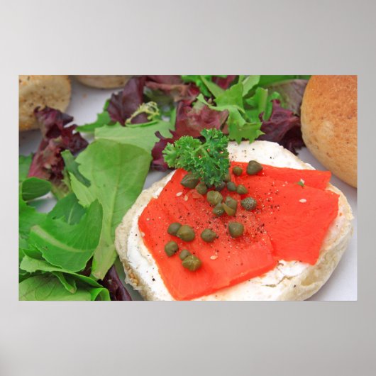 Gerookte zalm bagel poster (Voorkant)
