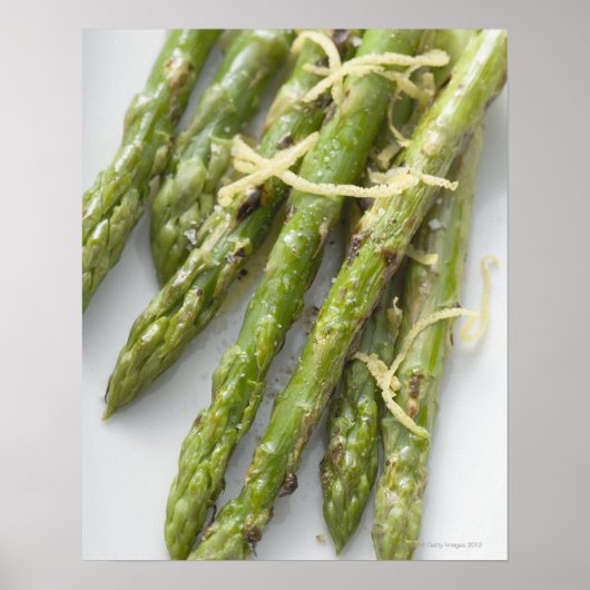 Geroosterde groene asperges met citroenzest, poster (Voorkant)