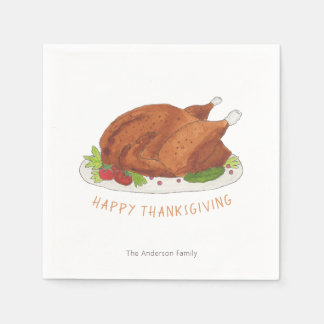 Geroosterde kalkoen Gelukkig Thanksgiving papieren Servet