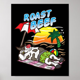 Geroosterde rundvleeskoe bruint op het strand Funn Poster