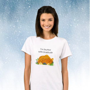 Geroosterde Turkije met ik ben gevuld met dankbaar T-shirt