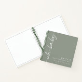 Geroteerd script Sage Oh Baby shower Gastenboek Notitieboek (Binnen)