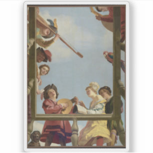 Gerrit van Honthorst - Muziekgroep op een balkon Sticker