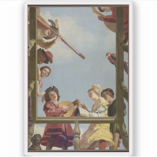 Gerrit van Honthorst - Muziekgroep op een balkon Sticker (Voorkant)