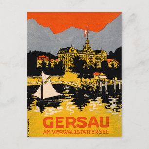 Gersau, Vierwaldstattersee, zeilboot, Zwitserland Briefkaart