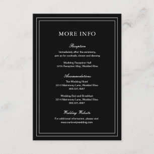 Gertrude Black Classic Elegant Wedding Informatiekaartje