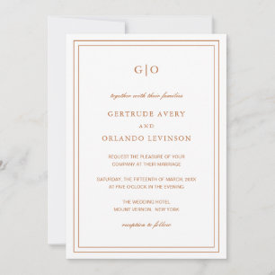 Gertrude Burnt Sinaasappel Classic Elegant Wedding Kaart