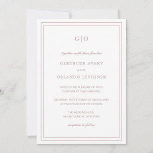 Gertrude Dusty Roos Classic Elegant Wedding Kaart