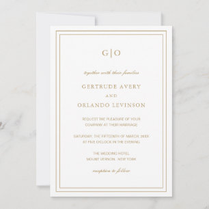 Gertrude Gold Classic Elegant Wedding Kaart