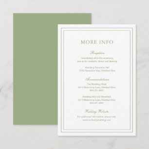 Gertrude Sage Green Classic Elegant Huwelijk Informatiekaartje