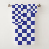 Geruit Blauw en Wit Badhanddoek Set Bad Handdoek (Insitu)