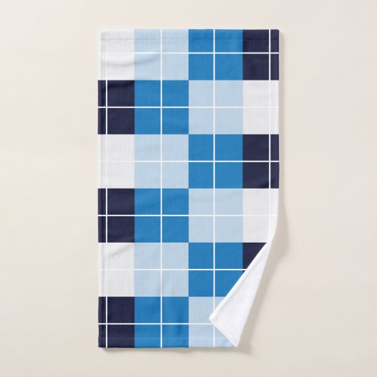 Geruit blauw geruit geplakt patroon bad handdoek (Handdoek)