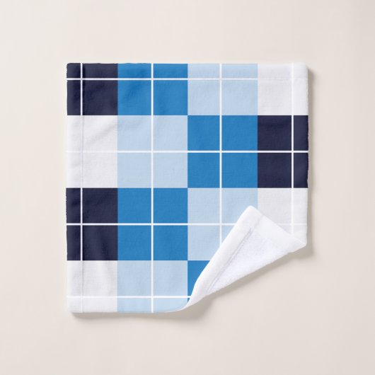 Geruit blauw geruit geplakt patroon bad handdoek (Wasdoekje)