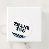 Geruit Blauw Preppy Glimlach Verjaardag Dank u Bedankjes Labels (In situ)